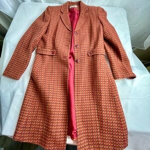 Le Suit Red Houndstooth Trench Coat